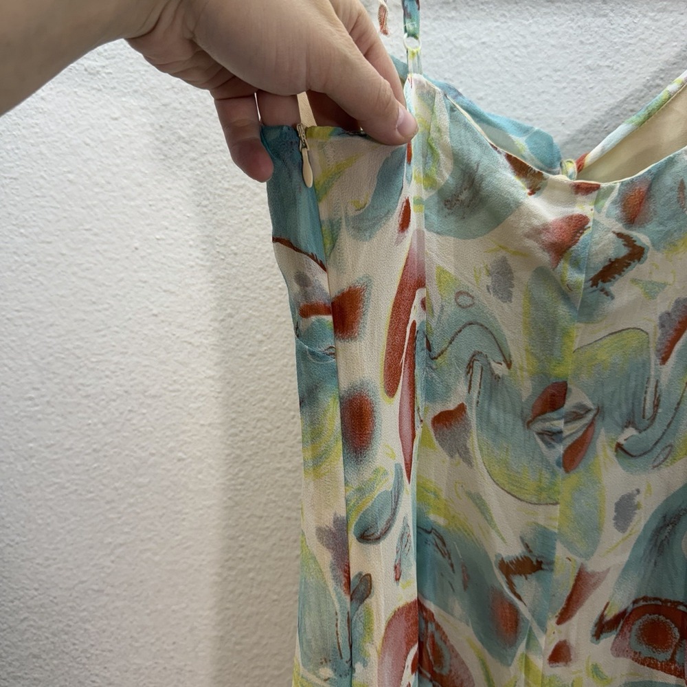 Y2K DIANE VON FURSTENBERG Silk Babydoll Midi Dress Size 6 Cocktail Artsy Fairy - Picture 7 of 9